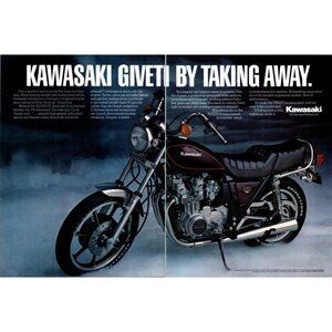 1981 Kawasaki KZ750LTD Motorcycle Bike 2 Page Vintage Print Ad KZ-750 Wall Art